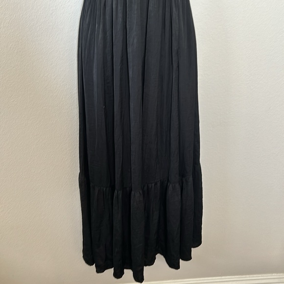 Pinkblush Black Smocked V Neck Flutter Sleeve Maternity Midi Dress - Picture 6 of 10